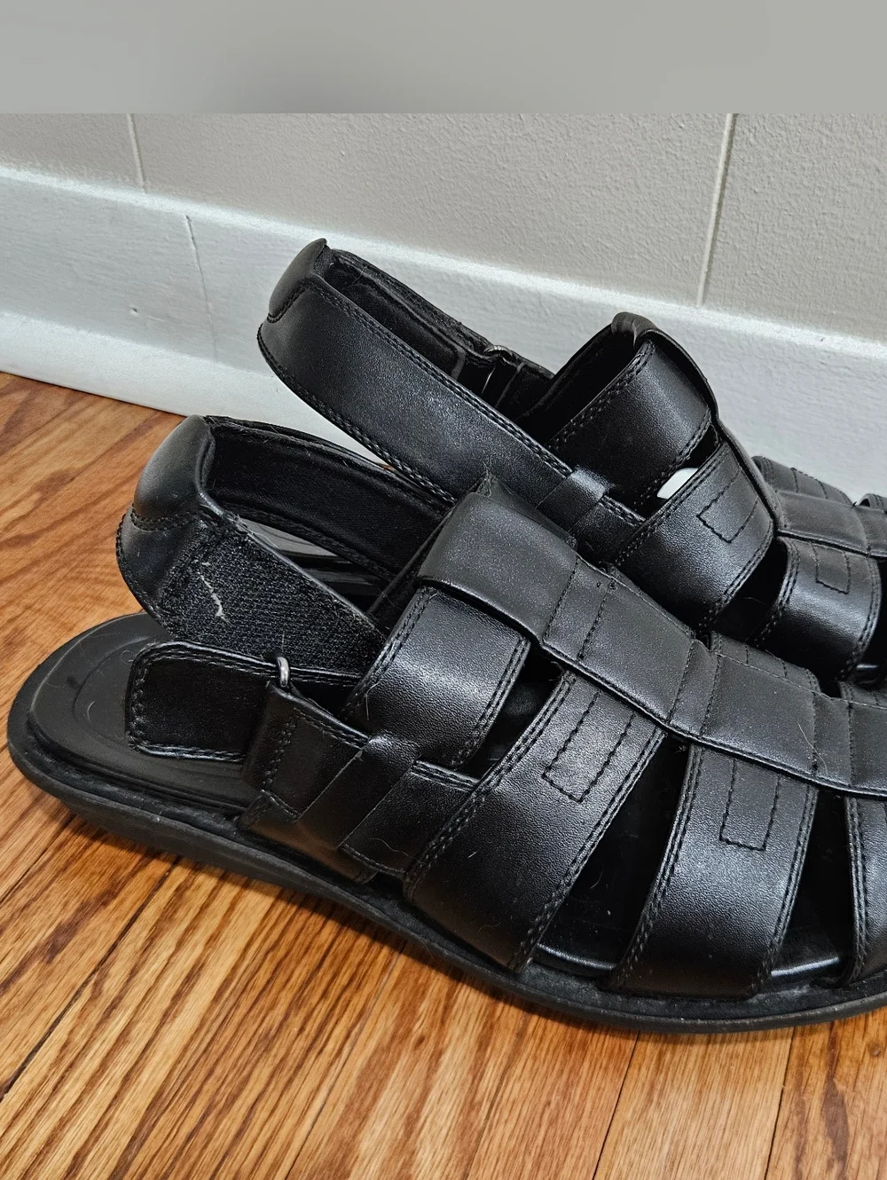 Alfani Mens Sandals Boca 7 7M Vegan Leather Black Ankle Strap Casual Beach